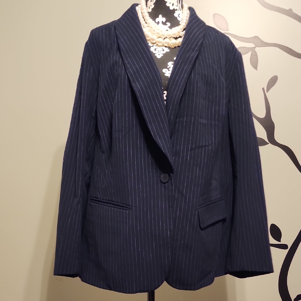 Navy Dark Pinstripe Blazer Size 24